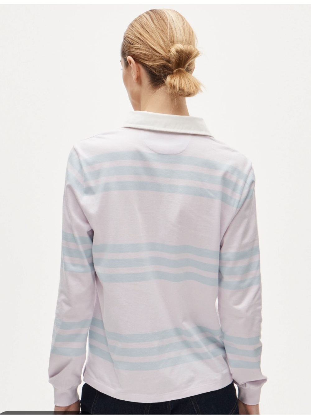 J. Crew Boyfriend jersey rugby shirt in stripe - Raven Stripe Lavender B - Picture 4 of 7